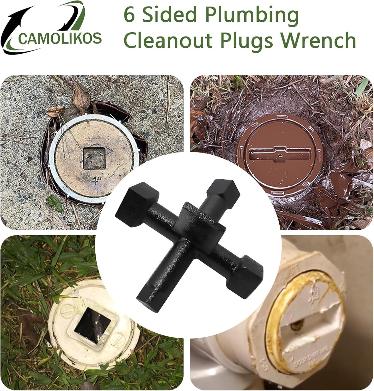 6 Sided Plumbing Cleanout Plugs Wrench Threaded Drum Trap Cleanout Tools