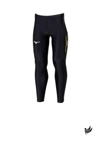 [Mizuno] Track and Field Wear MC Line Long Tights U2MBB552 Black x Yellow