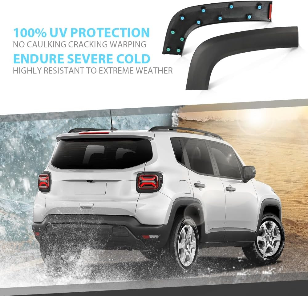 Rear Left & Right Fender Trim Molding Fit Jeep Renegade 2015-2023 Durable Black