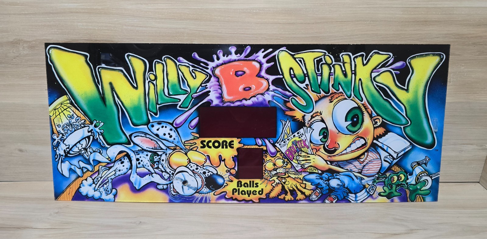Willy B Stinky Bay-Tek Backglass Alley Bowler Arcade Marquee Game Room Display
