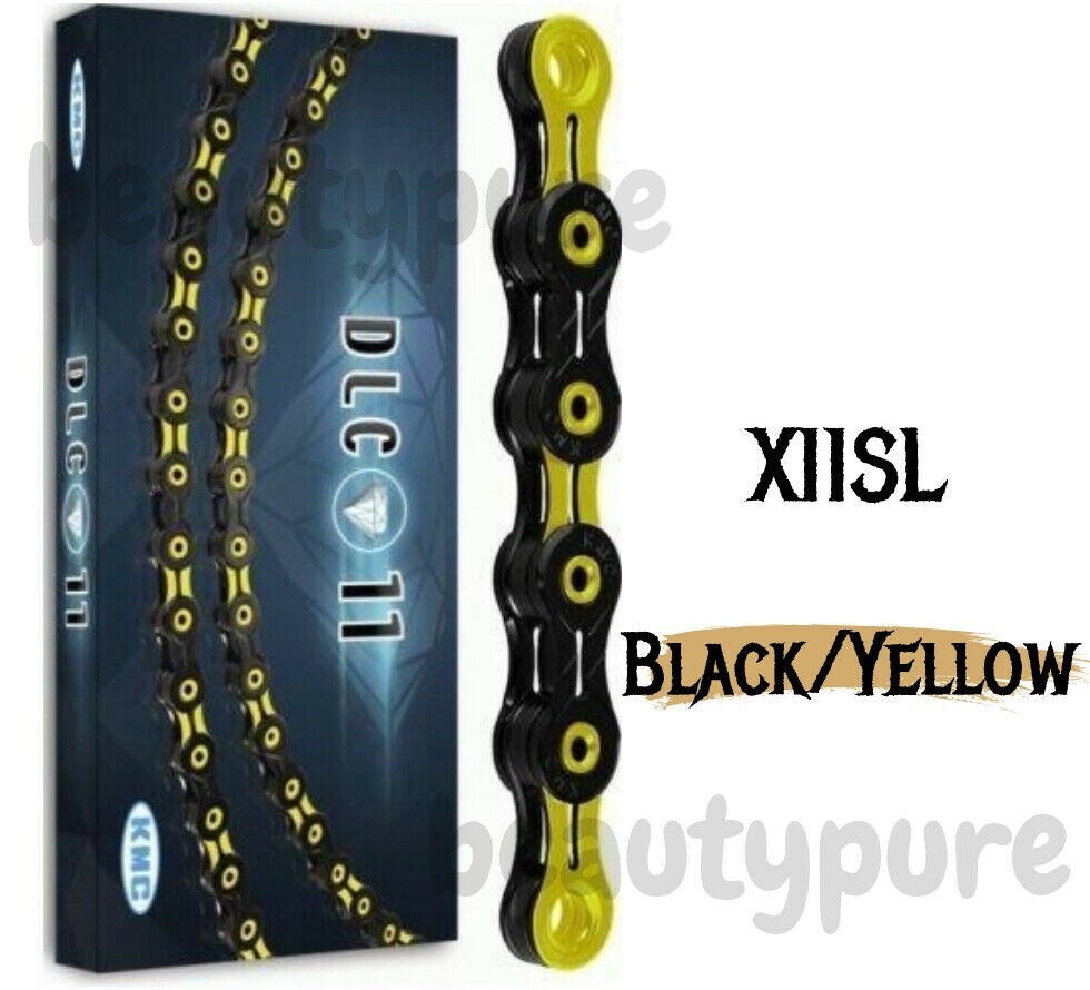 KMC (Black/Yellow)  X11SL DLC ASSORTD COLORS Road CX Bike Chain fits Shimano NIB