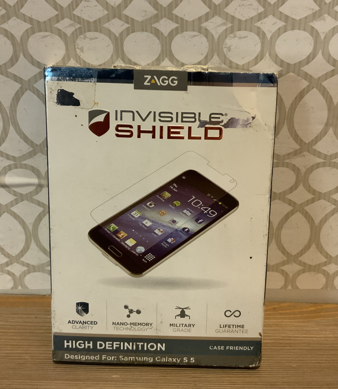 🌍 ZAGG InvisibleShield,For Samsung Galaxy S5,Damaged Box ‼️