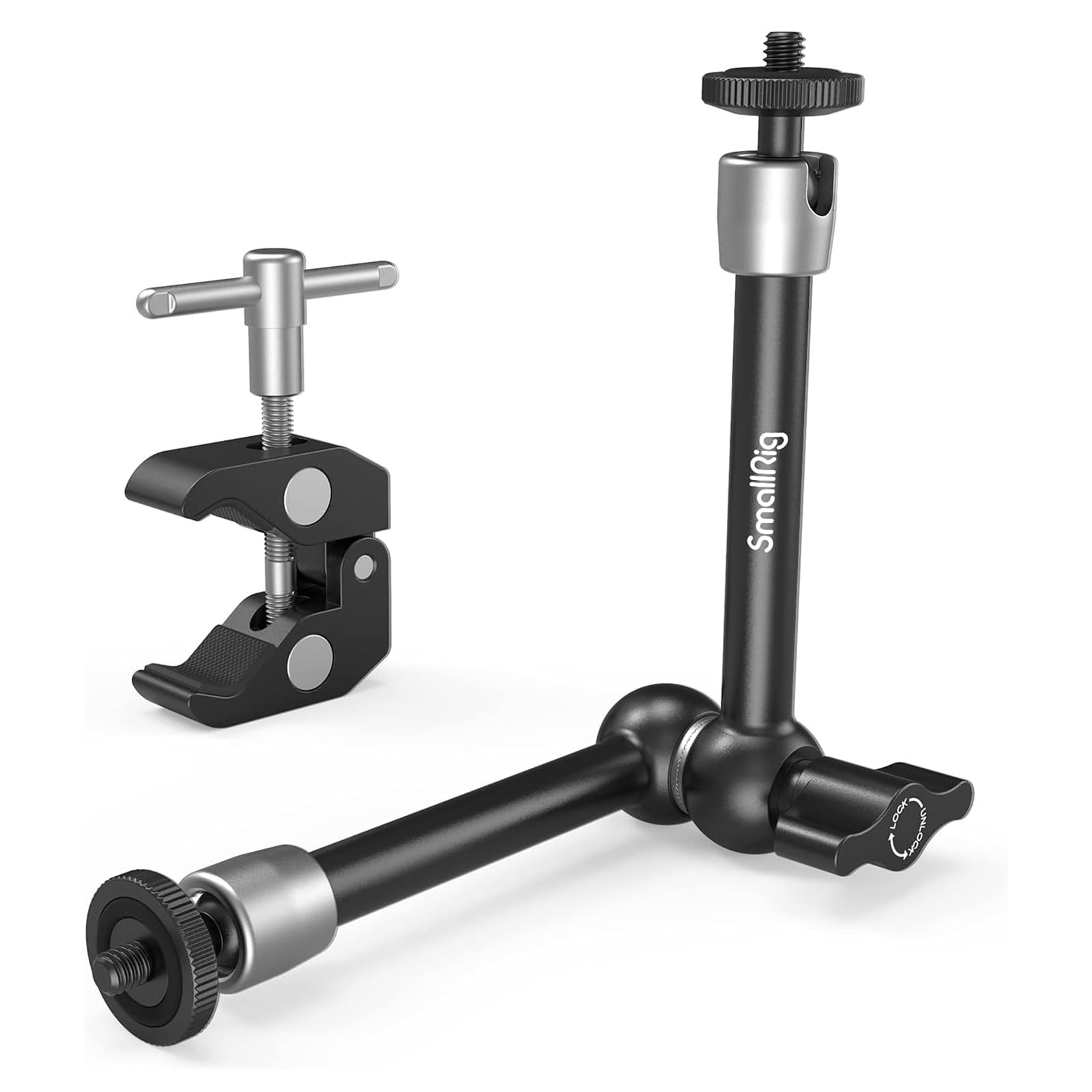 Clamp w/ 1/4" and 3/8" Thread and 9.8 Inches Adjustable Friction Power Articu...
