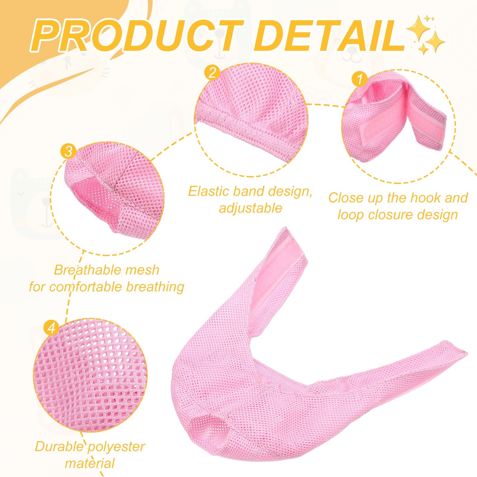 Cat Muzzle, Breathable Mesh Muzzle Circumference 7-9 Inches, (Pink, 1Pcs)