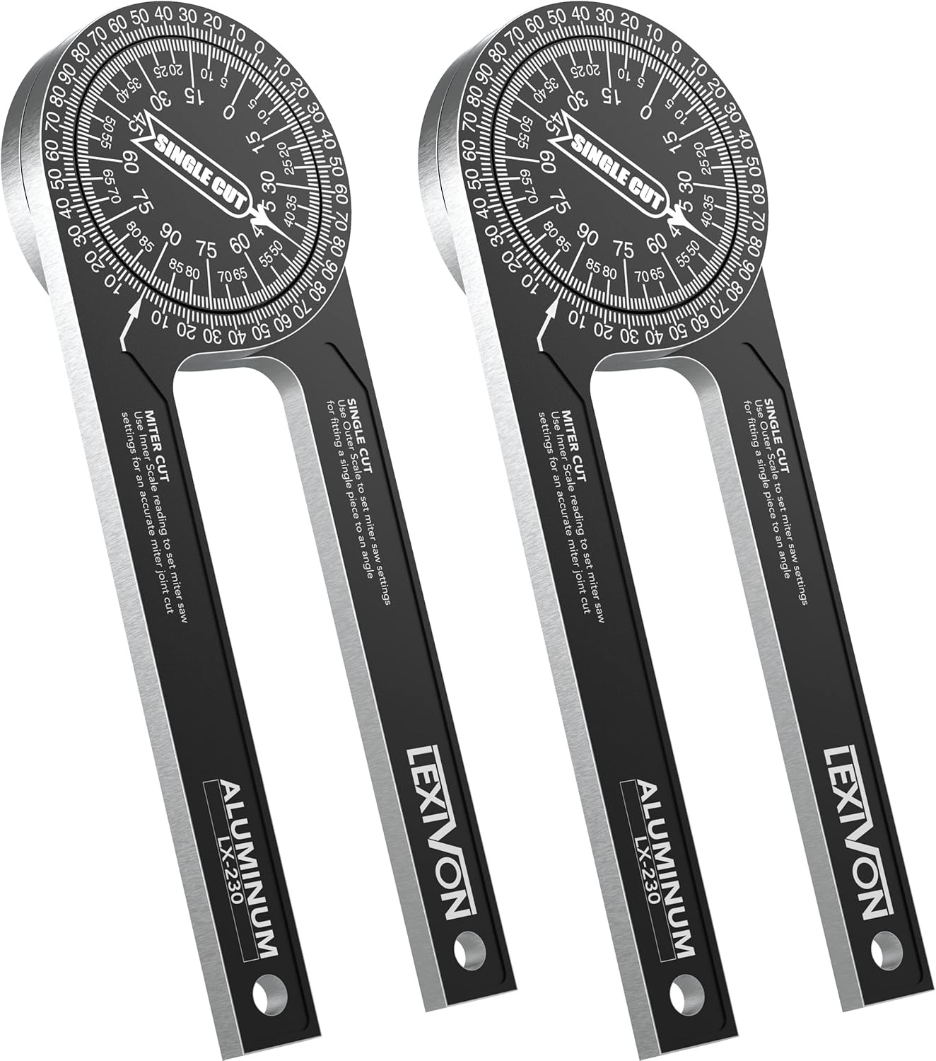 [2-Pack] Aluminum Miter Saw Protractor | 7-Inch Rust Proof Angle Finder Featurin
