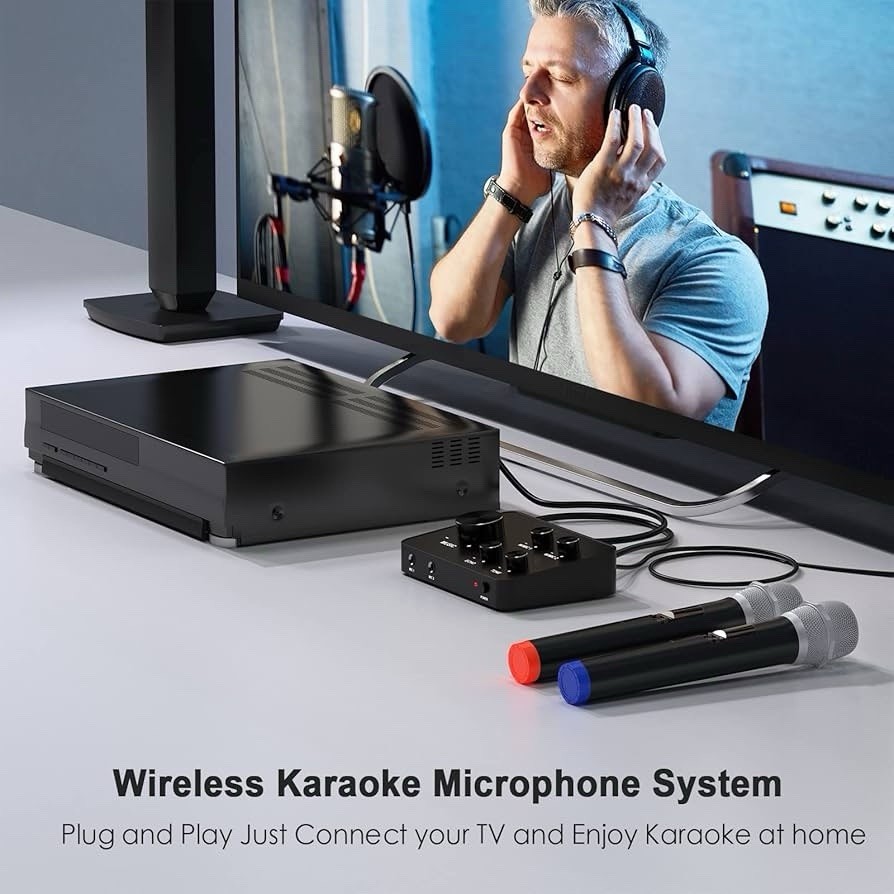 K201 Wireless Microphone Karaoke Mixer System, Dual Handheld Wireless Microphone