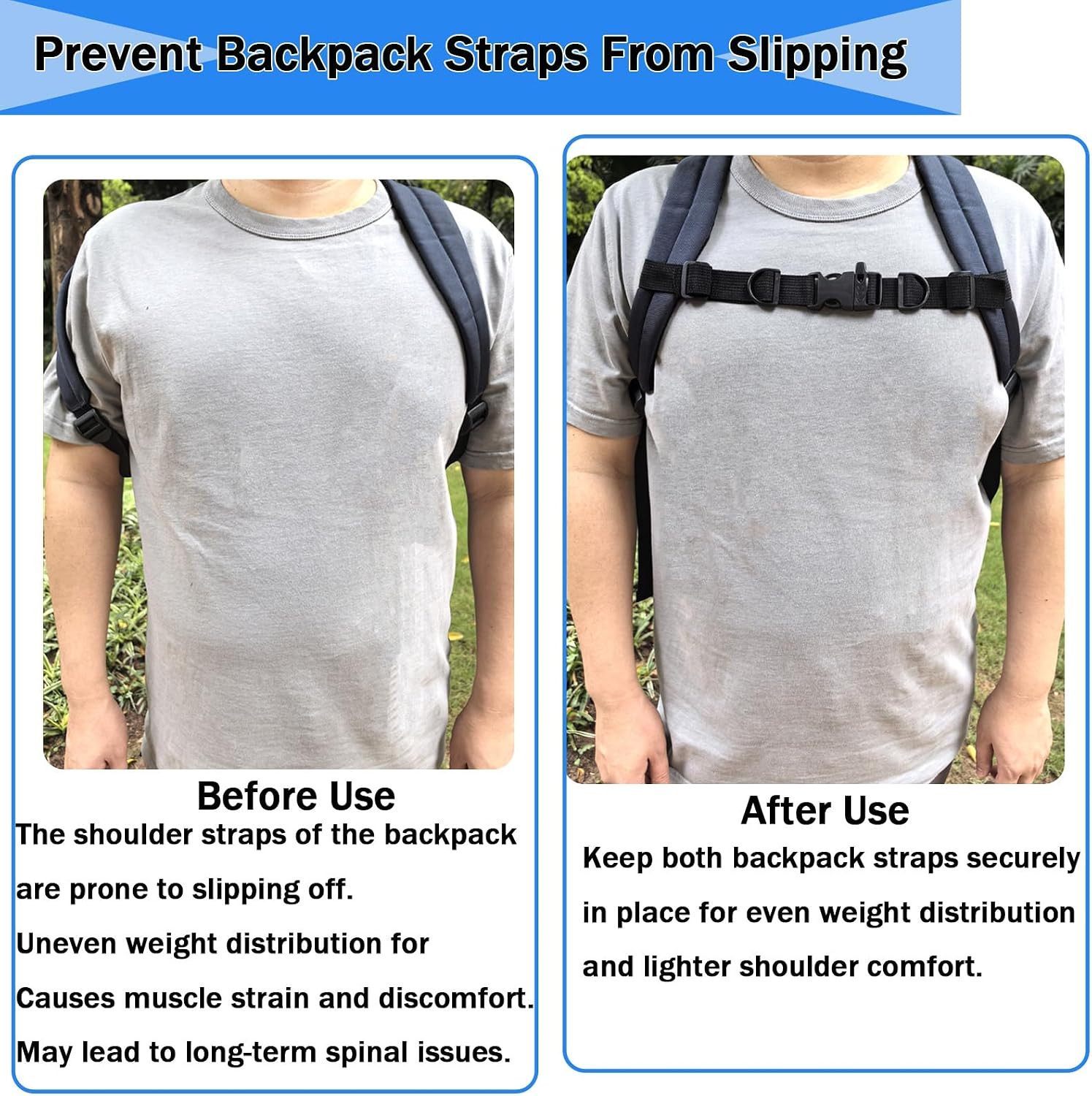 2 PCS Backpack Chest Strap Add On, Adjustable Sternum Straps for Backpacks
