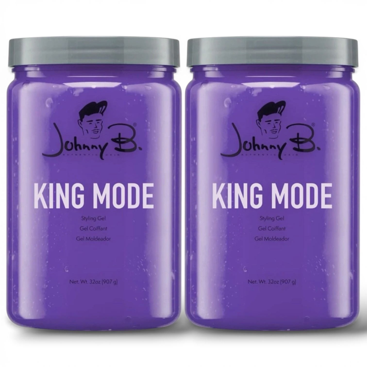 (2 PACK) Johnny B King Mode ' Purple Jar ' Styling Hair Gel, 32 oz