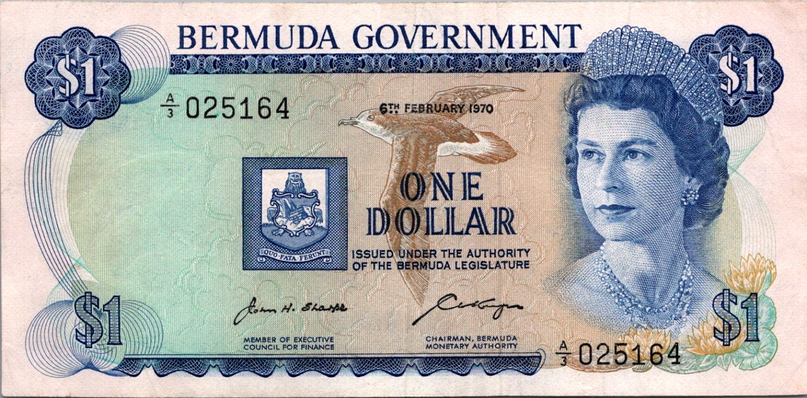 Bermuda $1 Dollar 1970 Pick# 23a AU-UNC