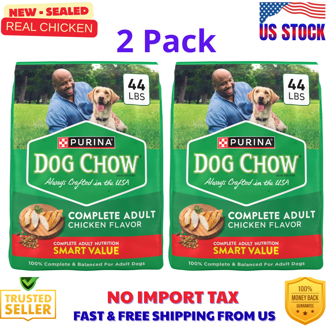 (2 pack) Purina Dog Chow Complete, Dry Dog Food for Adult Dogs, Chicken, 44 lb