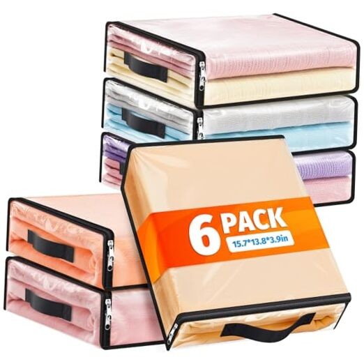 Pack Clear Storage Bags, Plastic Blanket Storage Bags 15.7 x 13.8 x 3.9 Inch 6