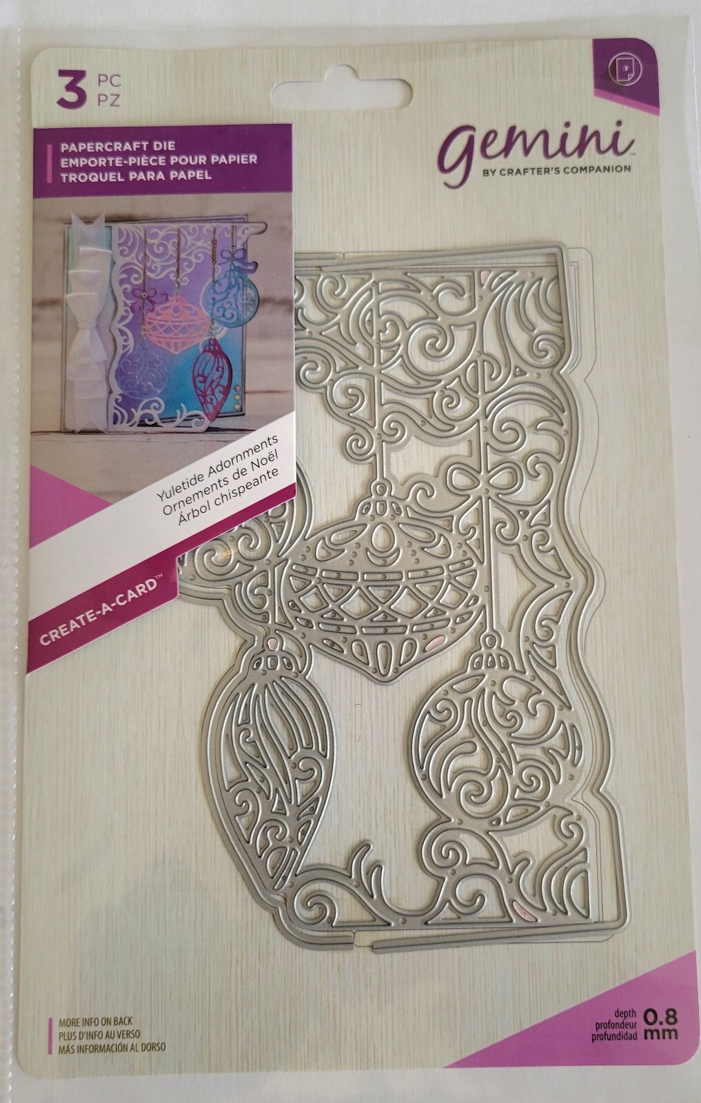 Crafters Companion Die Set 1.9 x 5.5 Inches 3 Piece Papercraft Die Ornaments