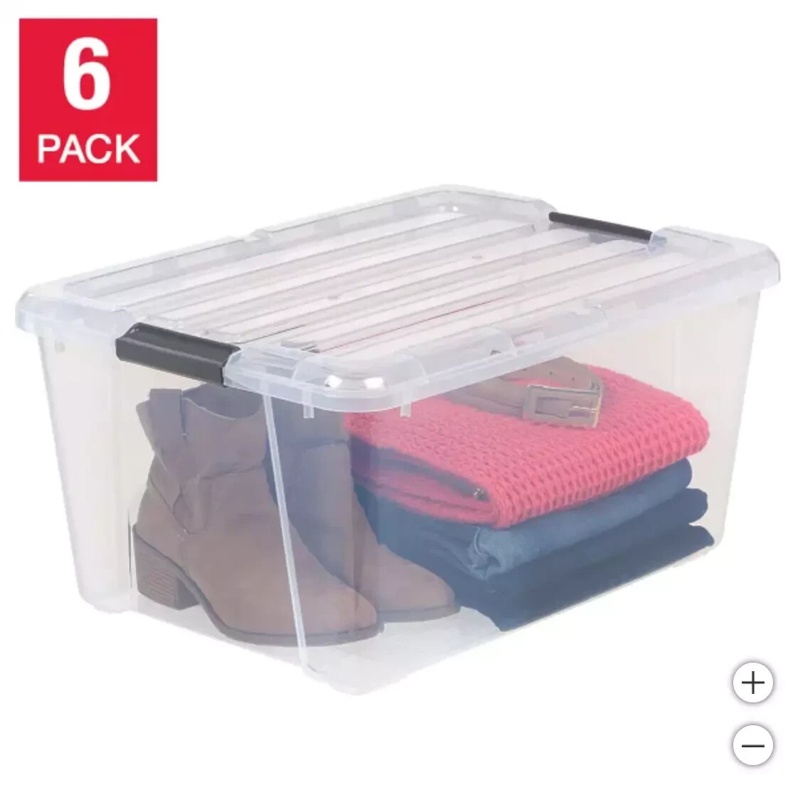 IRIS STORAGE CONTAINERS PLASTIC BINS STACKABLE TUBS BOXES WITH LIDS 45 QT ~ 6PK