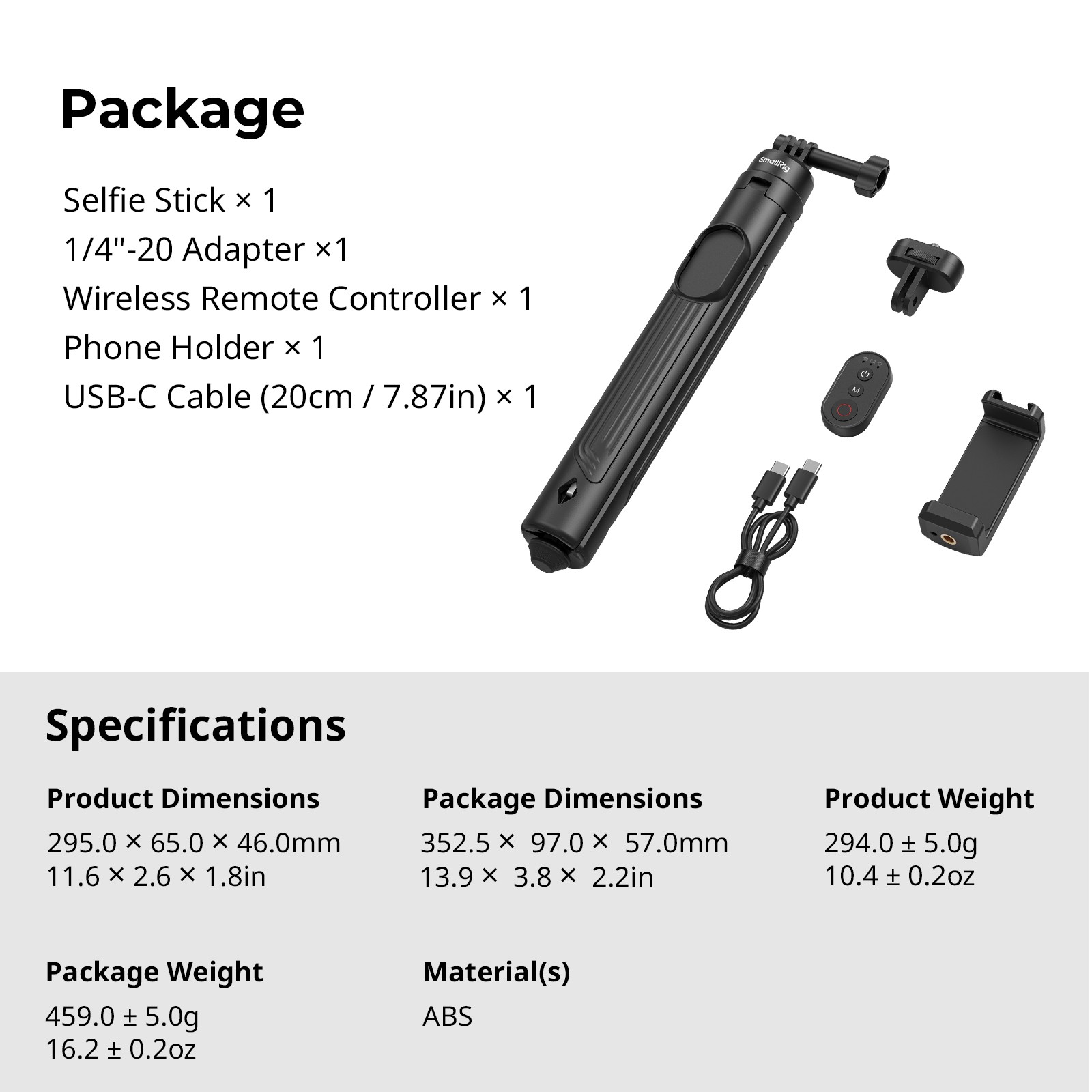 SmallRig 59" Selfie Stick Tripod with Remote Extendable Tripod Stand for DJI