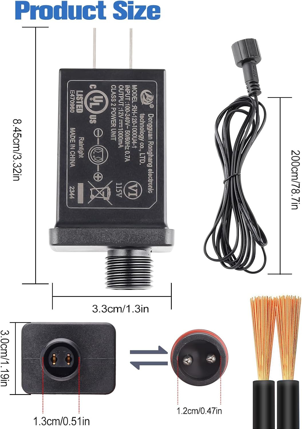 Replacement Yard Inflatable Adapter 12V 1A,Class 2 Power Supply Adaptor with 6.6