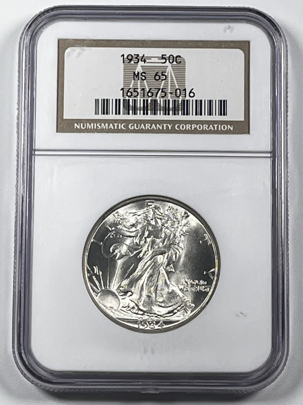 1934 Walking Liberty Half Dollar NGC MS65 Blazing White