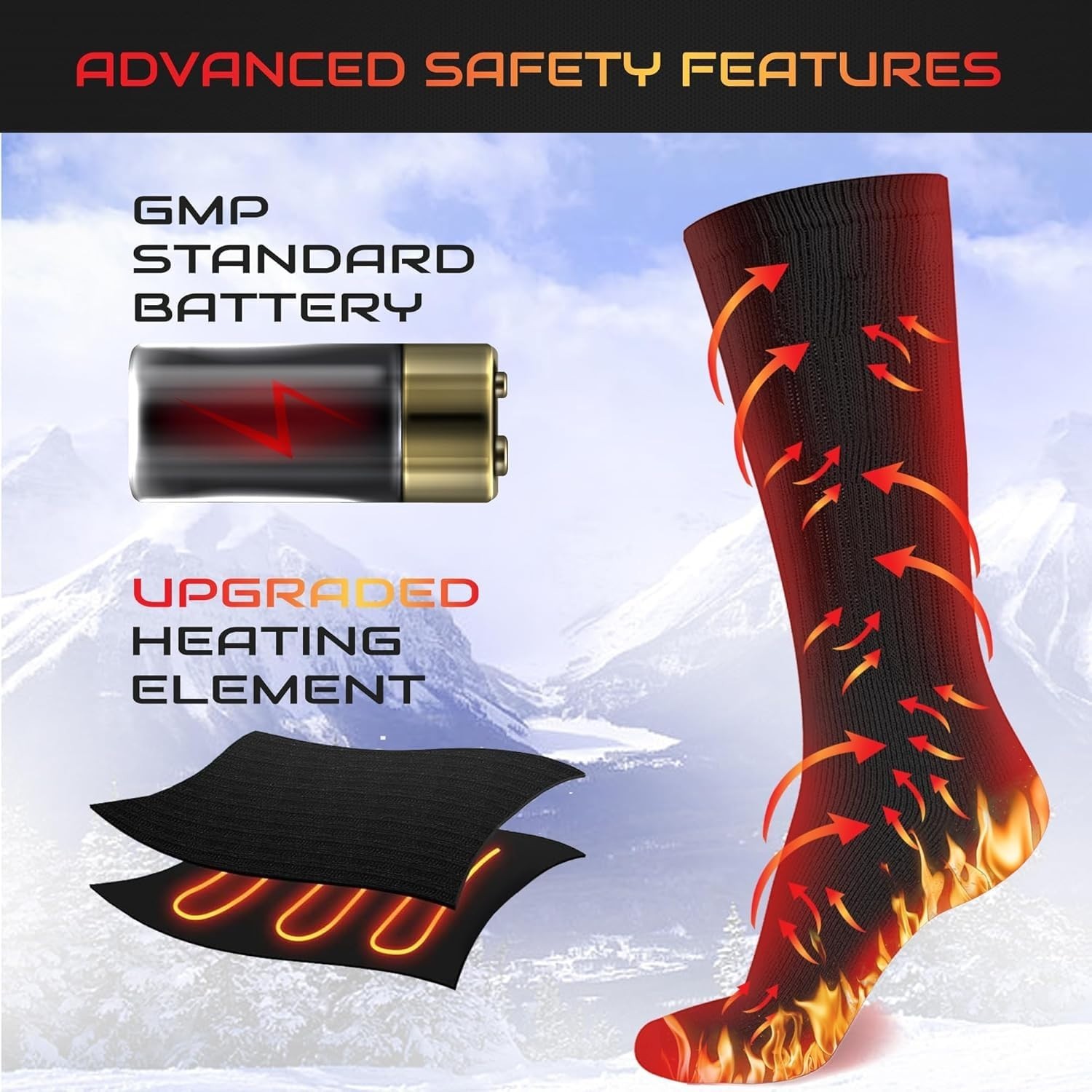 Rechargeable Heated Socks Men Women - Washable Battery Operated Foot Warmer