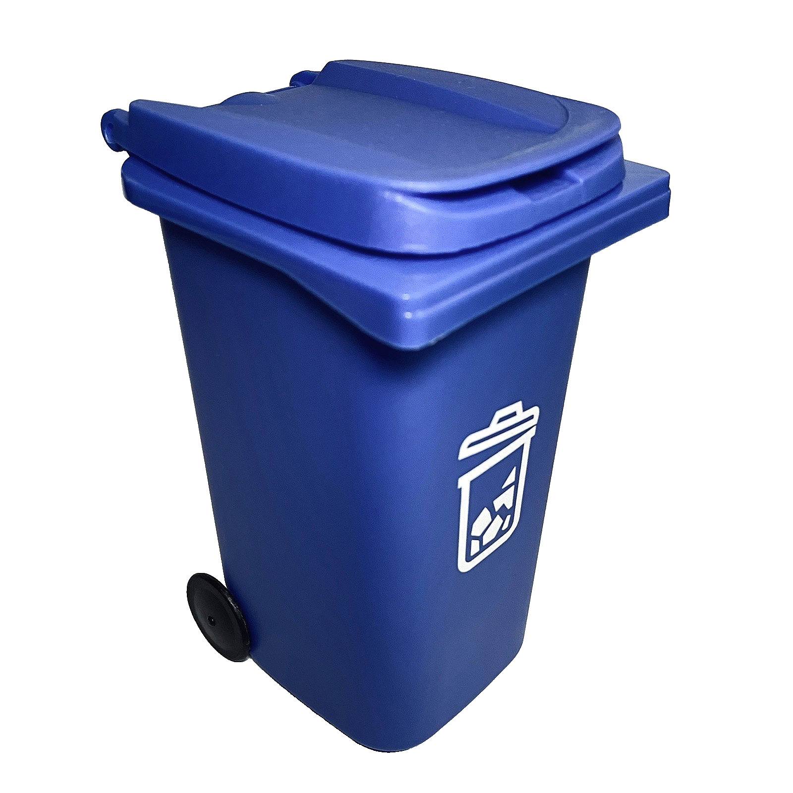 Pencil Holder Trash Bin Toy Blue School Work Office Desk Wheels Plastic Supply
