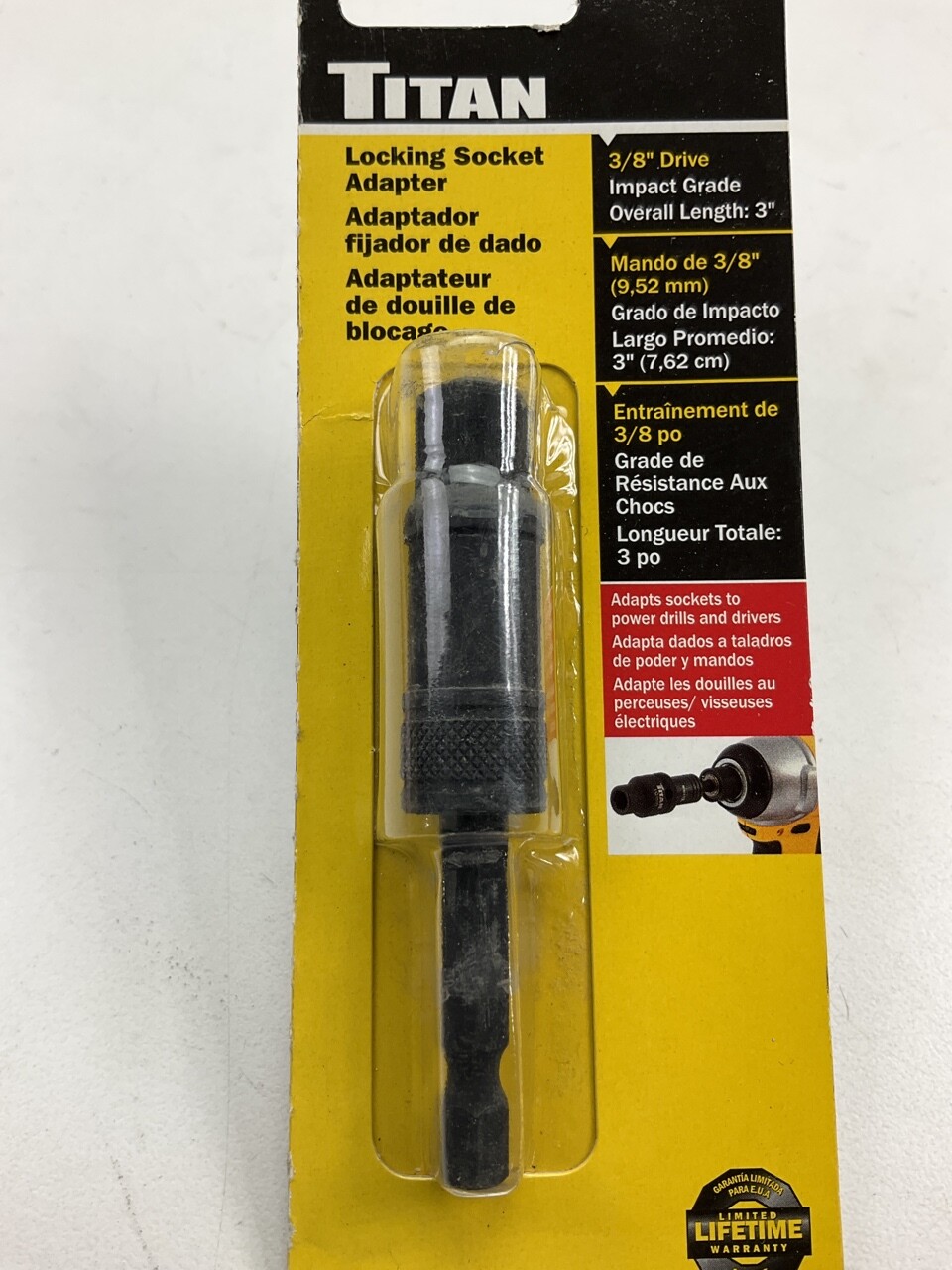 Titan 15212 3" Hex To Square Locking Socket Adapter (1 Piece)