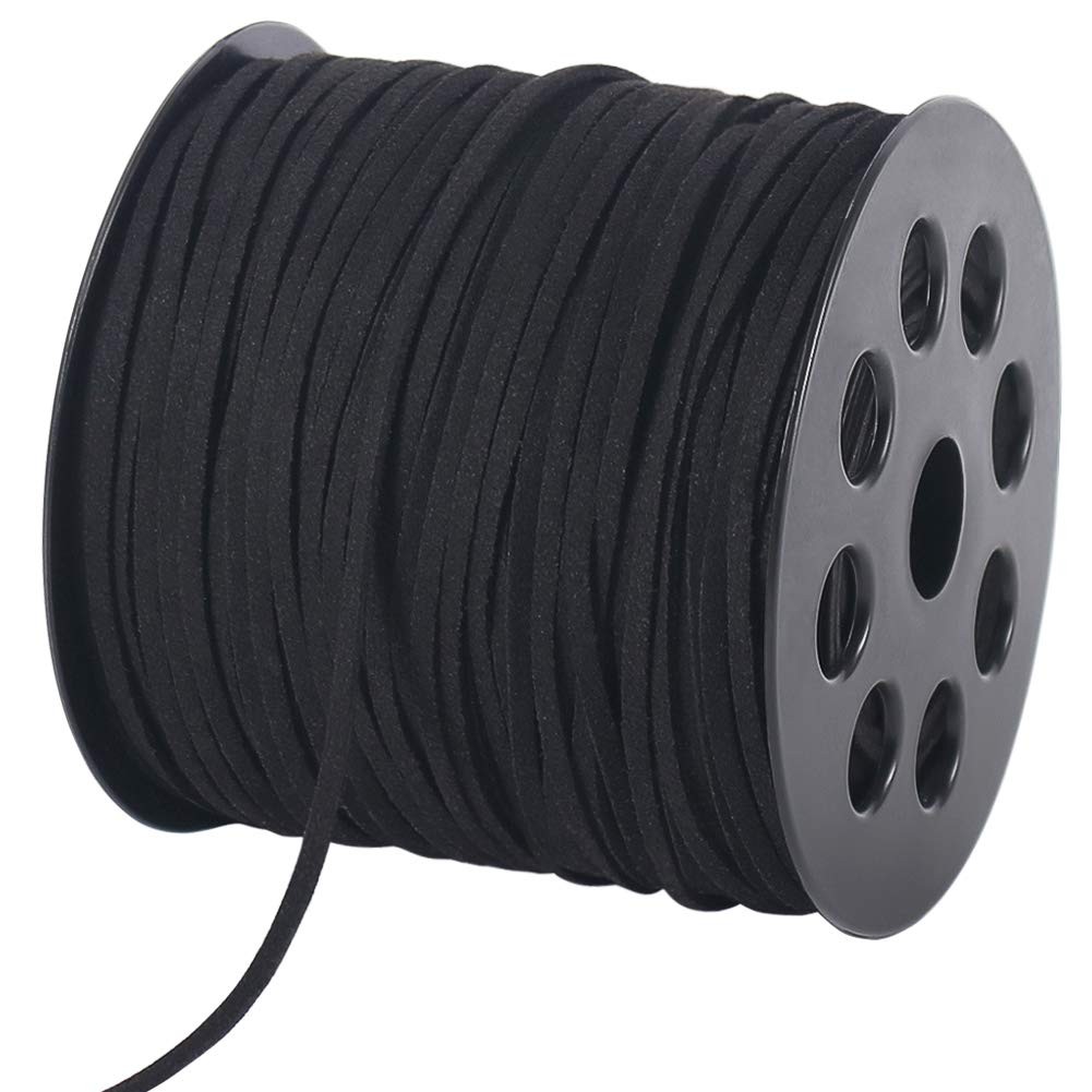 Tenn Well 2.6mm Suede Cord, 100 Yards Flat Faux x 100 yards, Black