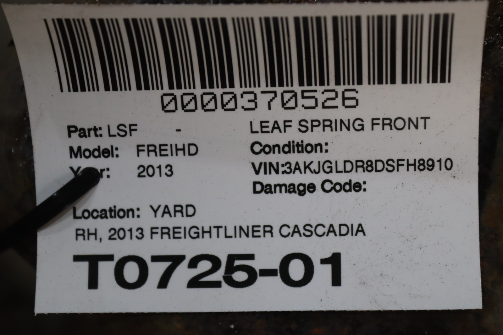 2008-2017 FREIGHTLINER CASCADIA 125 FRONT RIGHT SUSPENSION LEAF SPRING OEM