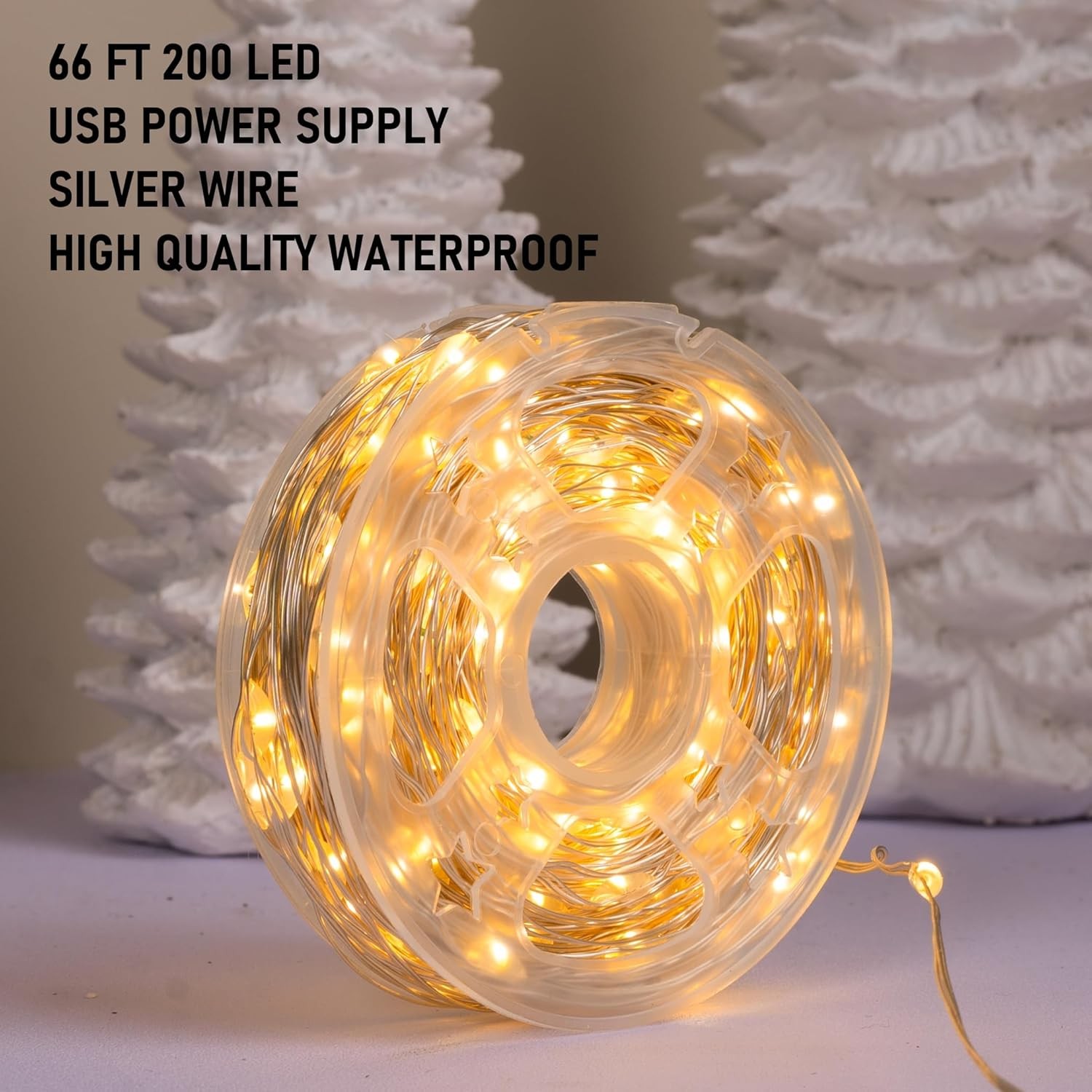 Fairy Lights 66 FT 200 LED USB Power Photo String Lights W/ Remote 8 Modes