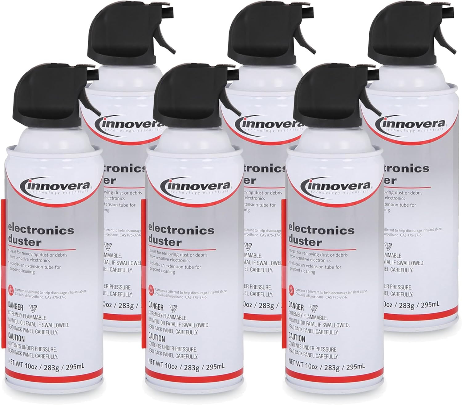 Compressed Air Duster Cleaner, 10 oz Can, 6/Pack