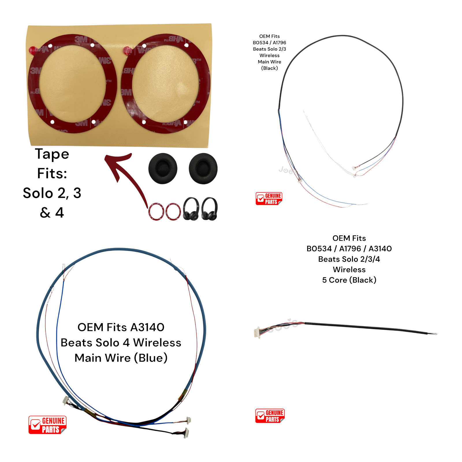 Genuine Beats Solo Wireless Headphones Main Wire Assembly – Solo 2 / 3 / 4