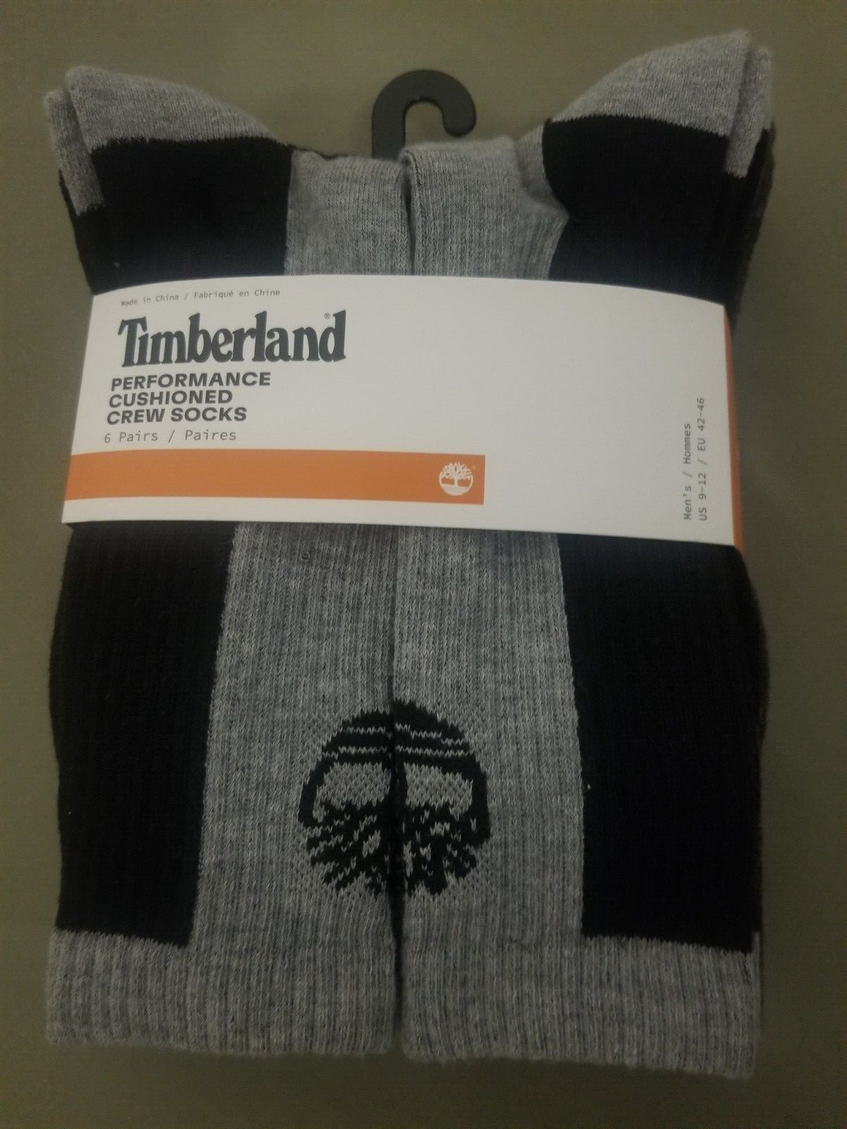 New Mens Timberland 6 Pair Performance Cushioned Crew Socks.