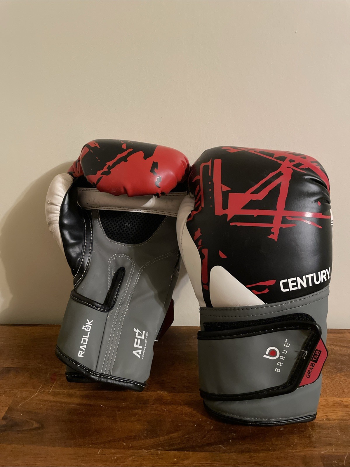 Century Martial Arts Brave Boxing Gloves Kids Youth 6 oz Red & Black Grab Tab