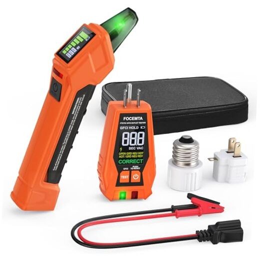 Circuit Breaker Finder Kit with GFCI Outlet Tester for 90-135V AC Orange