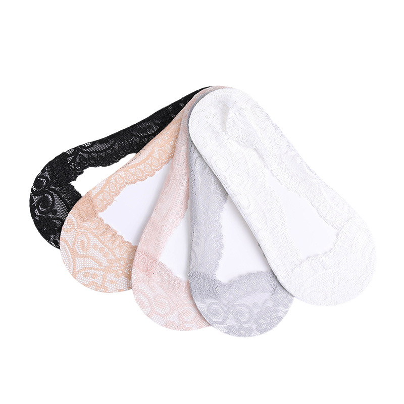5 Pairs Women Lace Flower Mesh Socks Invisible No Show Breathable Boat Socks