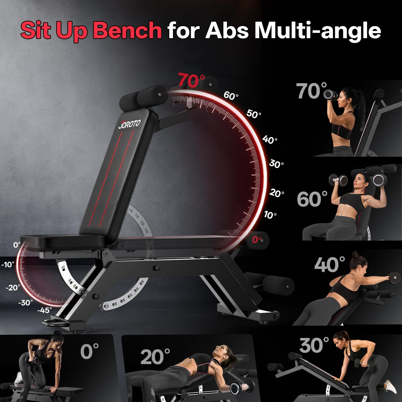 Adjustable Sit-Up Weight Bench, 1500 lb Capacity Decline Ab Workout Bench, He...