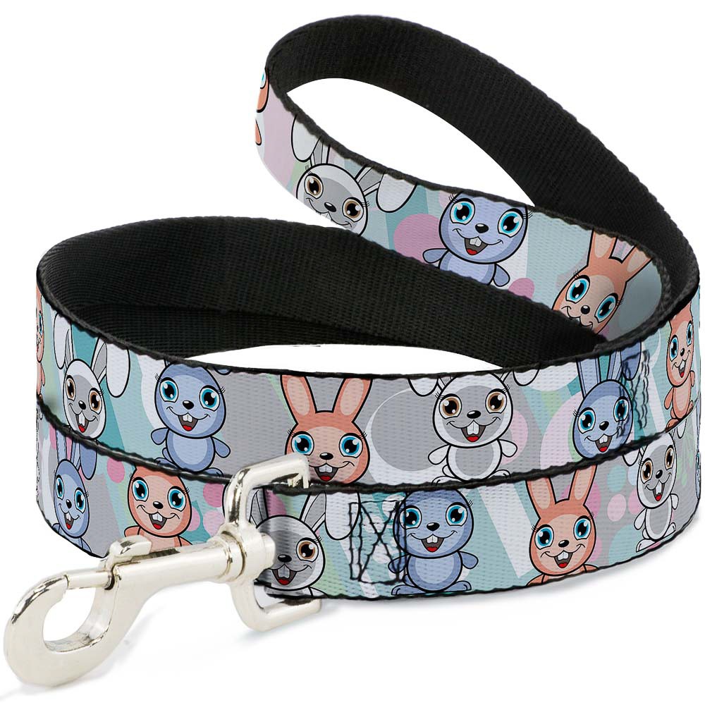 Dog Leash 6-FEET Cute Bunnies Multi Pastel