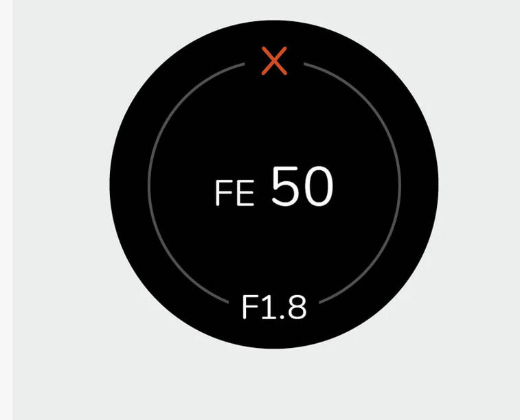 Sony FE 50 F 1.8 Rear Lens Cap Indicator Sticker