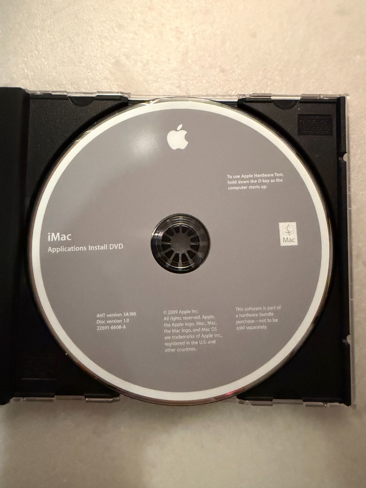 iMac Application Install DVD, AHT Ver 3A190, Year 2009