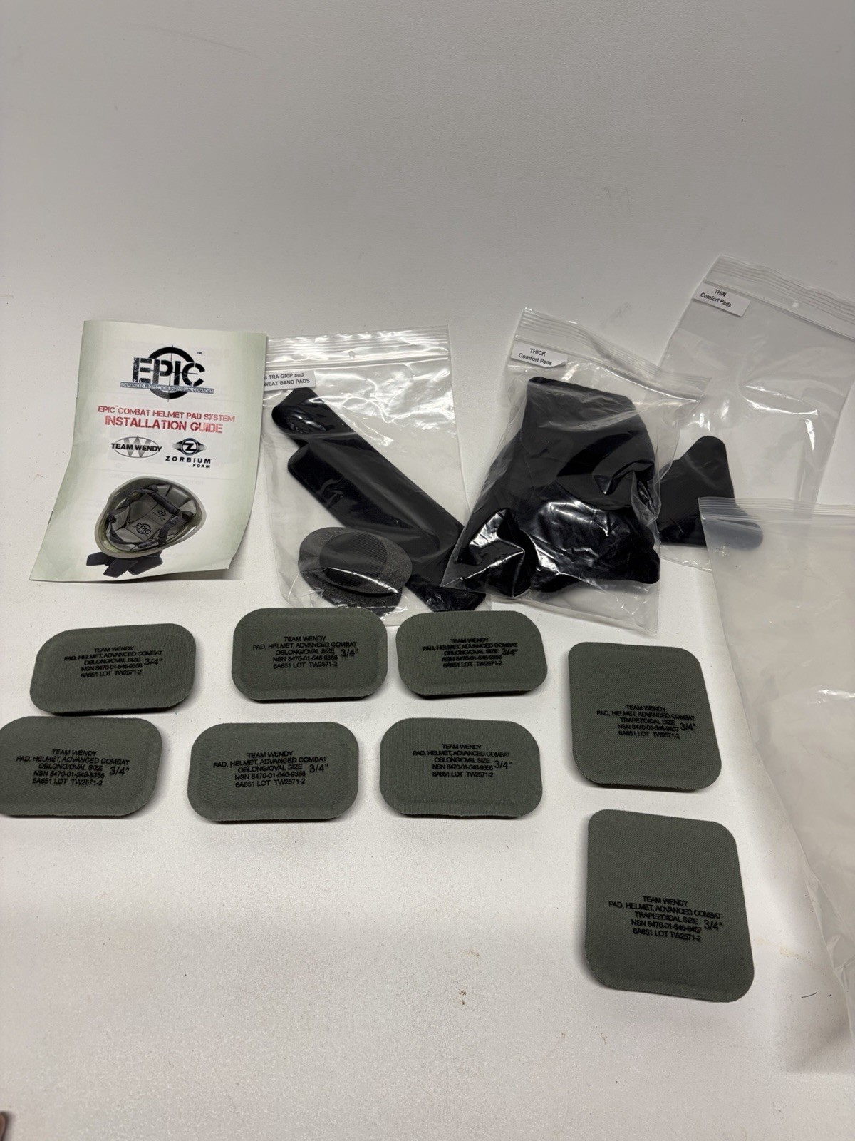 Team Wendy EPIC Air Combat Helmet Pad Liner System 3/4” Foam Comfort Pads Lot