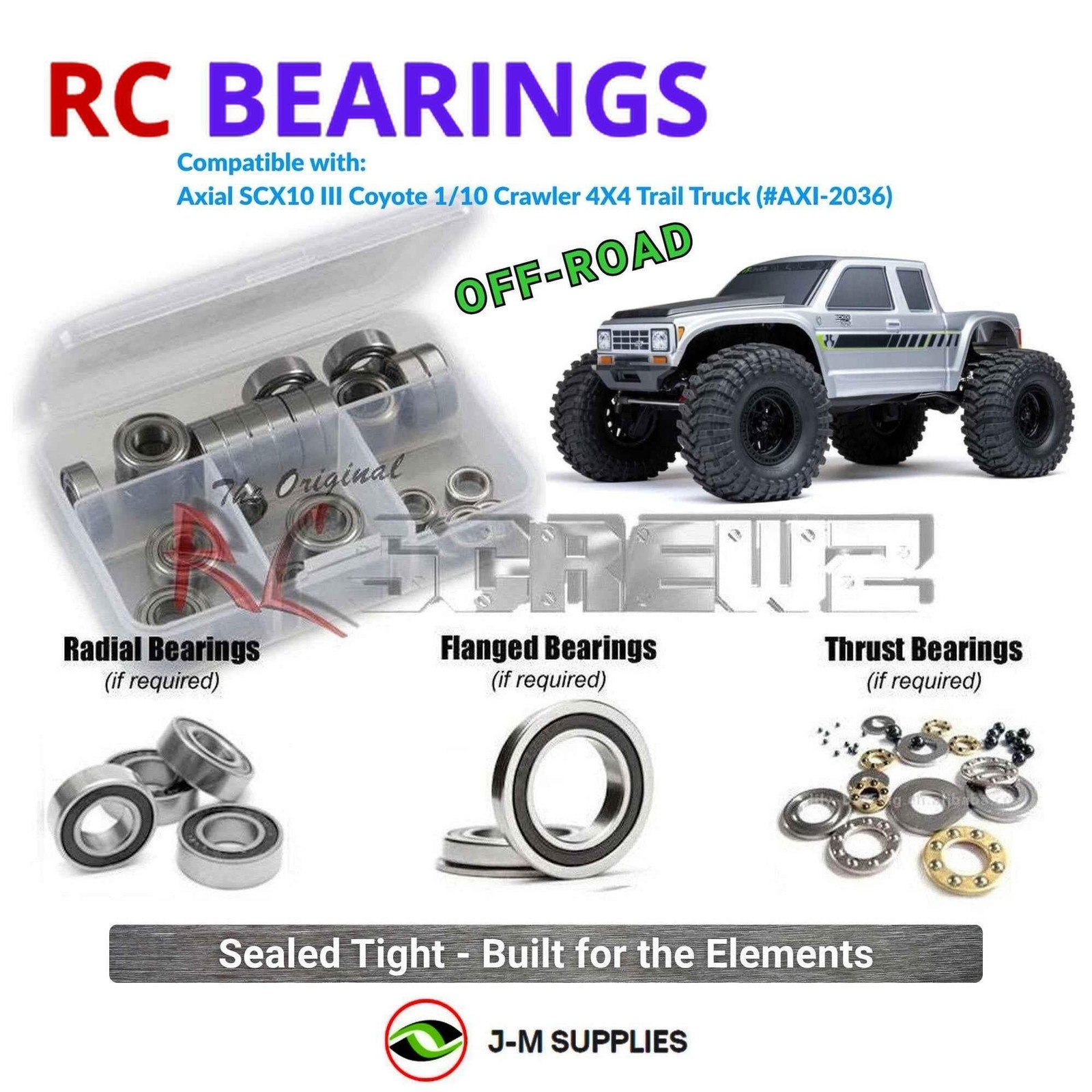 RCScrewZ Rubber Shielded Bearings axi045r for Axial SCX10 III Coyote 4X4 | SET