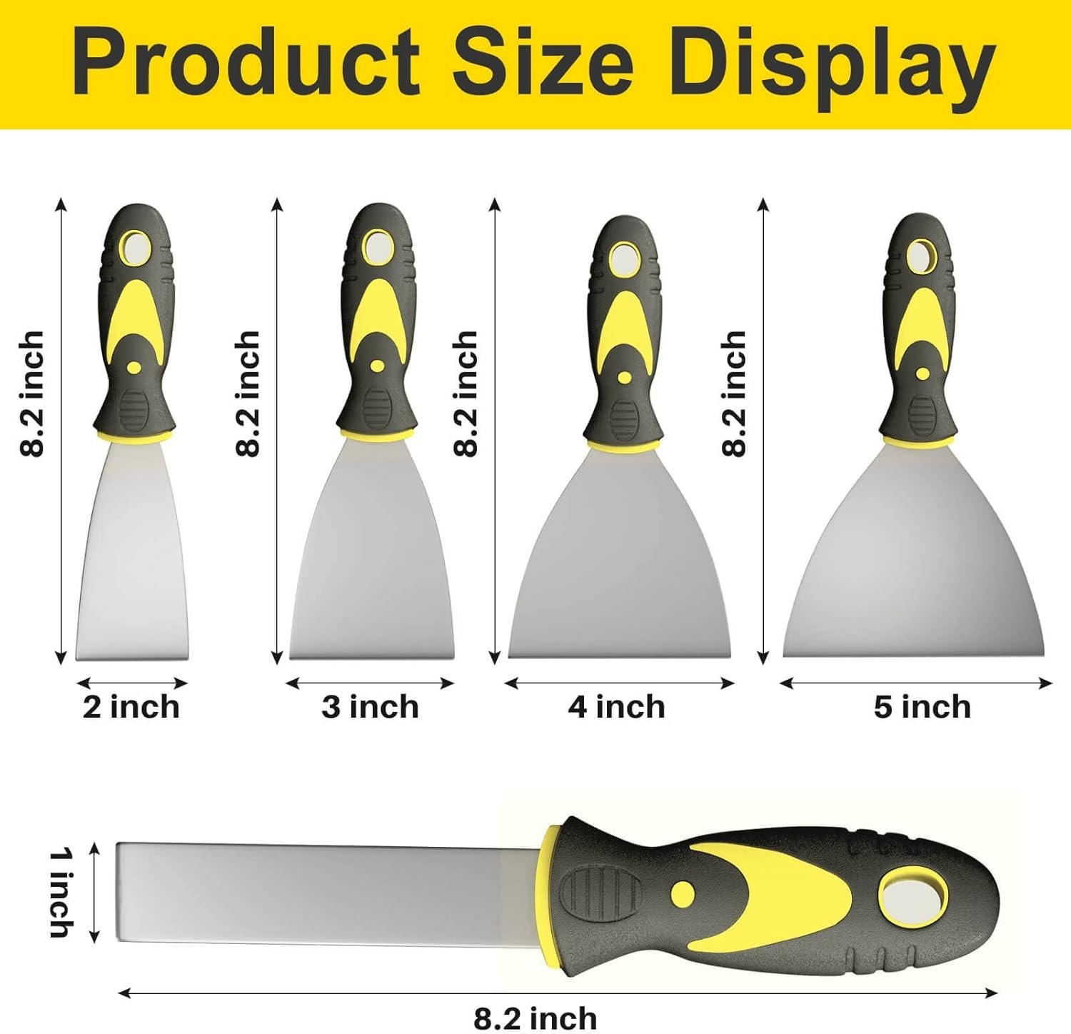 5Pcs Putty Knife, Set, 1" 2" 3" 4" 5" Scraper, Spackle Knife, Paint Scraper, ...
