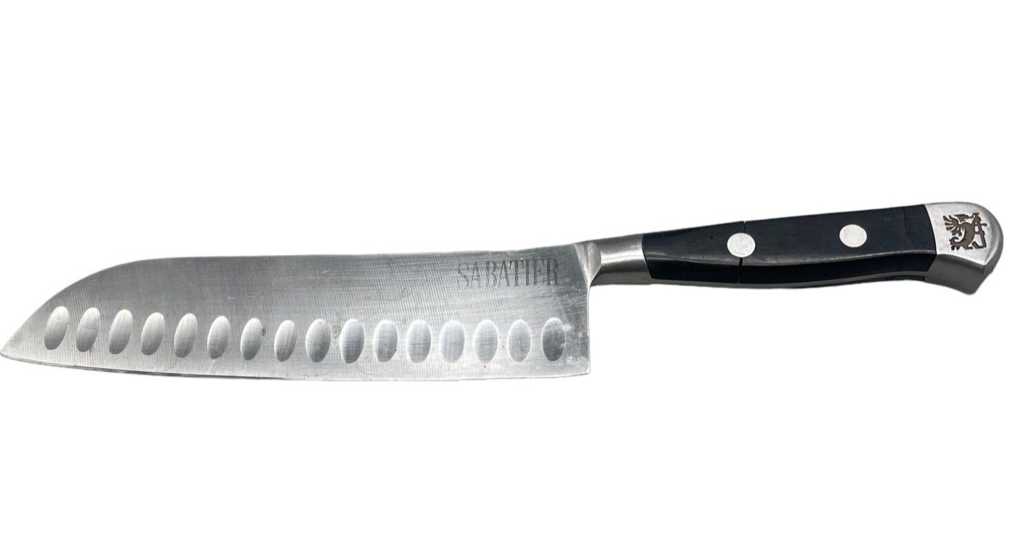 santaku kitchen knife sabatier 7" black silver READ