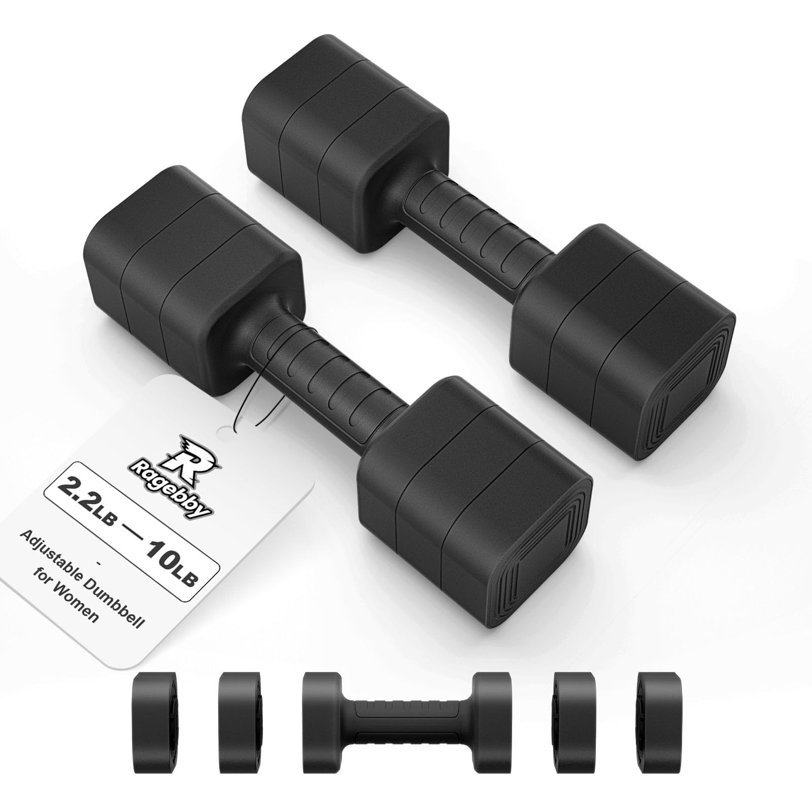 Ragebby Adjustable Dumbbell Set of 2, 10LBS/20LBS/30LBS Adjustable Weight Set...