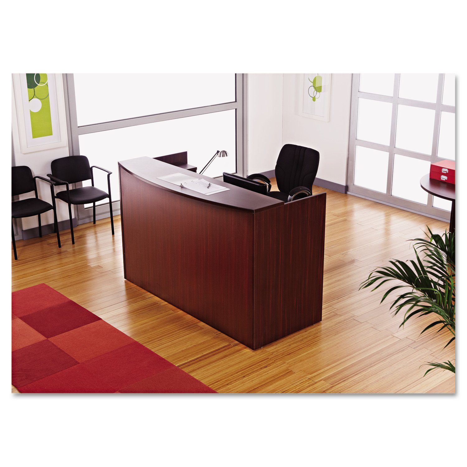 Laminate Office Furniture Reception Desk in Mahogany Finish