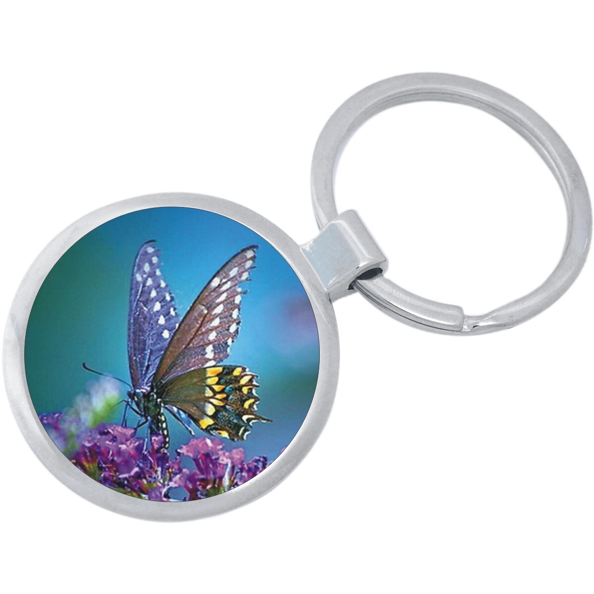 Purple Butterfly Keychain - Includes 1.25 Inch Loop for Keys or Backpack