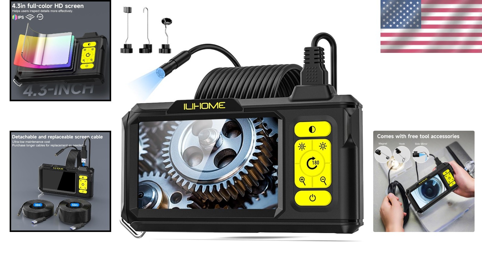 4.3-Inch IPS Borescope Camera with Enhanced Visibility - Ideal for Tight Spaces