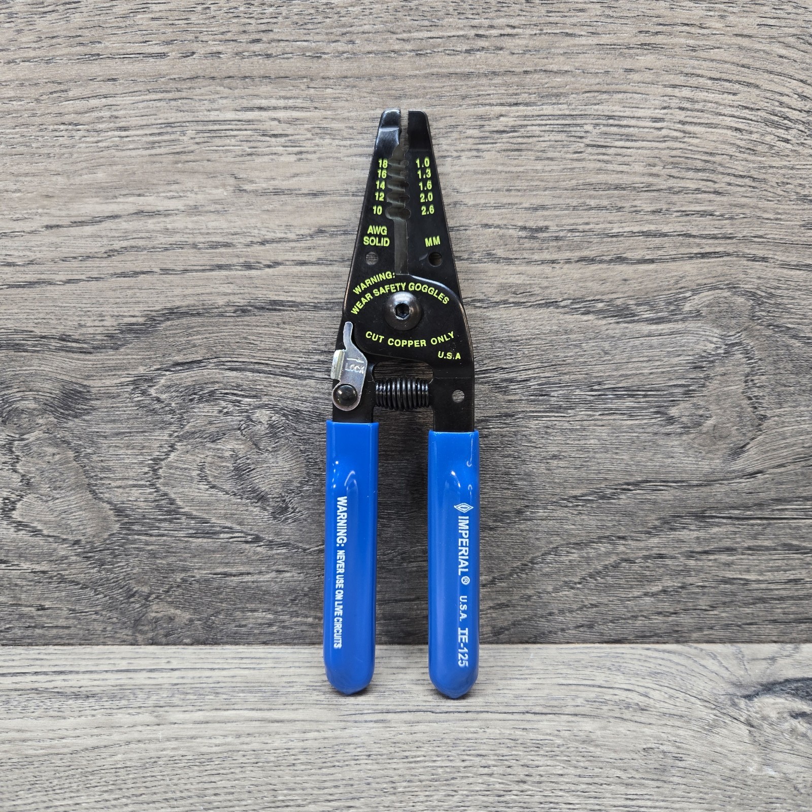 Imperial USA Made IE-125 Blue Wire Stripper Cutter Plier Professional 10-18 AWG