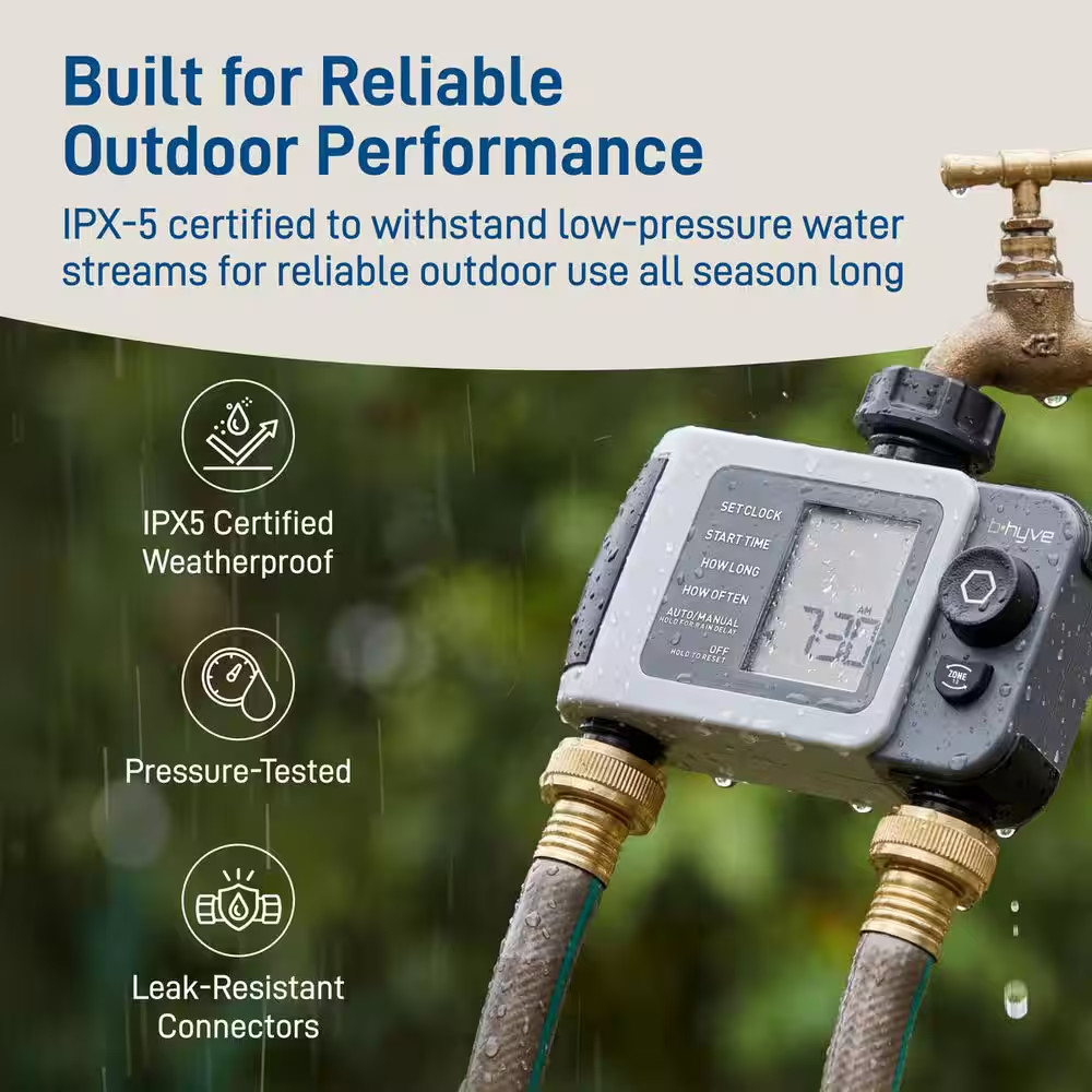 B-Hyve XD Bluetooth 2-Outlet Hose Watering Timer Sprinkler Timer