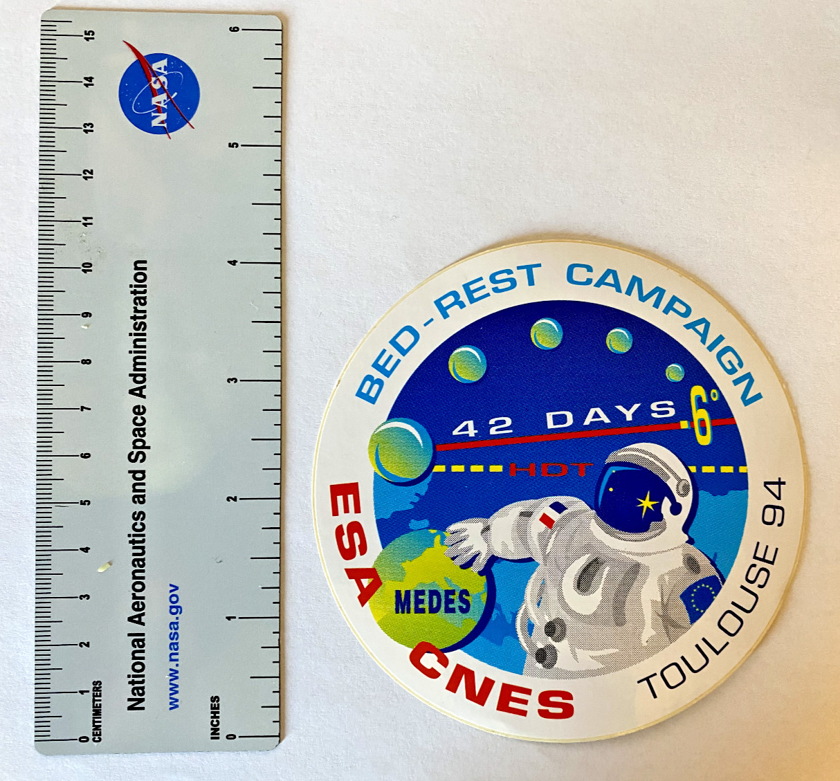 Vintage 1994 ESA CNES Bed Rest Campaign Toulouse Mission Sticker Decal