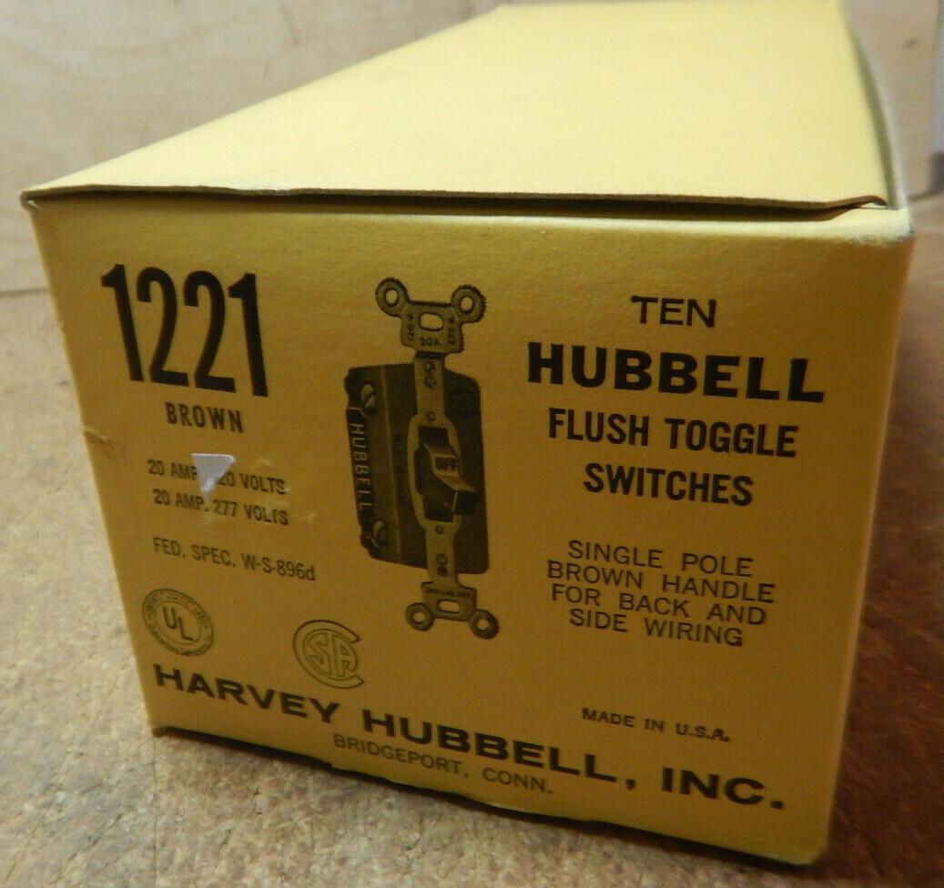 CASE OF 7 NEW OLD STOCK HUBBELL TOGGLE WALL SWITCHES 1221 SWITCH
