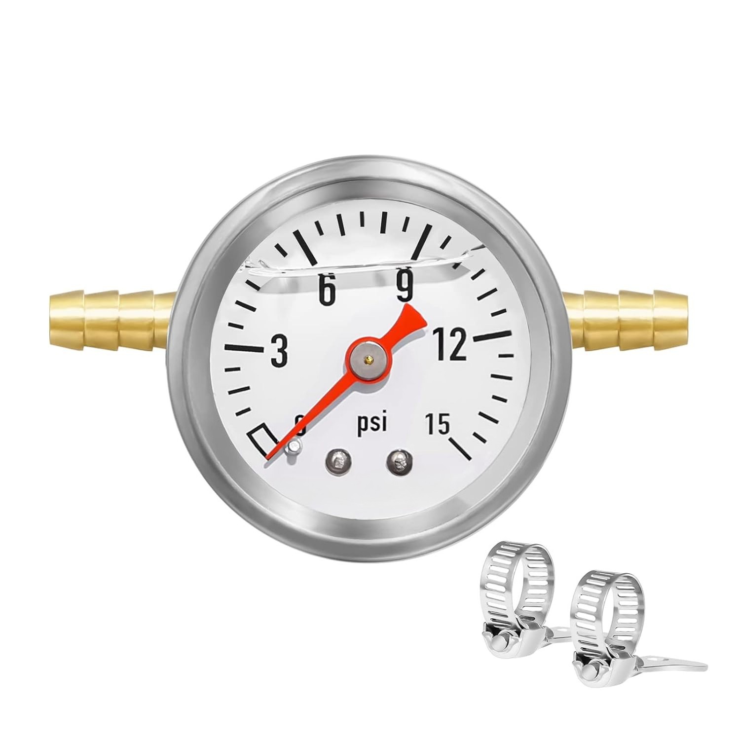 Fuel Pressure Gauge Kit 0-15 psi Stainless Steel Glycerin-Filled