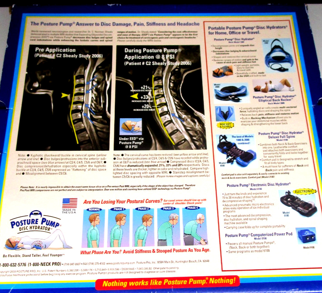 Posture Pump Model 1000 Neck Exerciser Cervical Disc Hydrator Complete w/Box